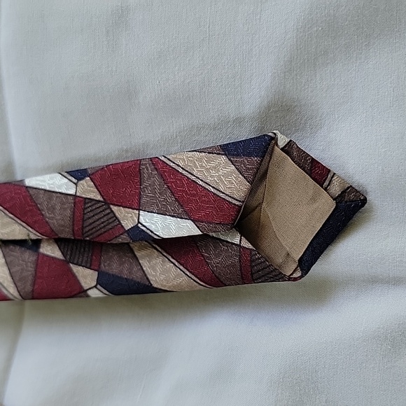 Prince Bellini Italian Styled Abstract Tie, Brown, Beige, Navy Blue, Burg, White - Picture 6 of 6
